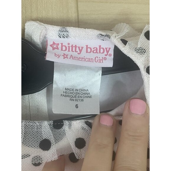 American Girl Dress Sz 6 Party Tulle Bow Ruffle Polka Dots Pink Wedding Princess - Picture 2 of 5